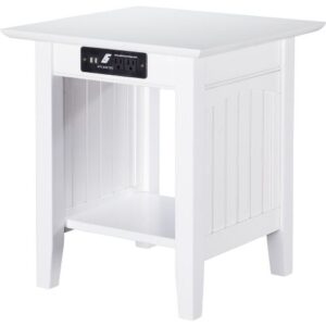 AH14312 Nantucket End Table with Charger, White