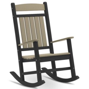 DUROGREEN Boca Raton Black with Weathered Wood Recycled Plastic Adirondack Chair
