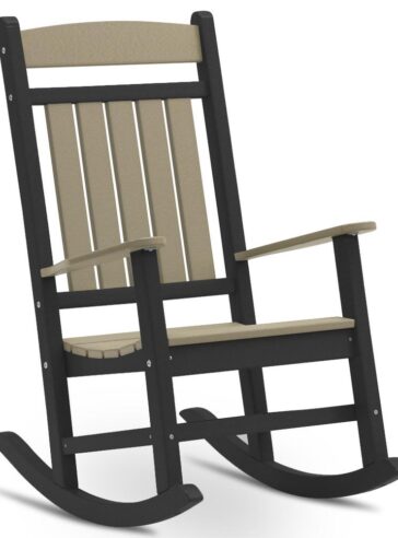 Boca Raton Black with Weathered Wood Recycled Plastic Adirondack Chair