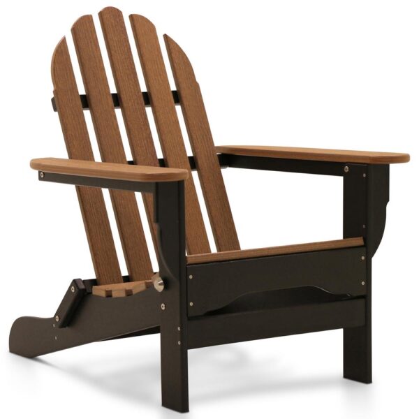 DUROGREEN Icon Black and Antique Mahogany Recycled Folding Plastic Adirondack Chair