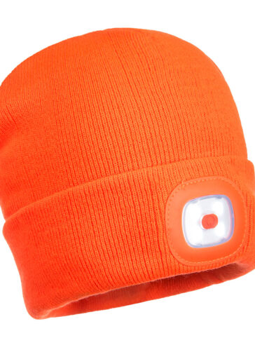 B028ORR Rechargeable Twin LED Beanie, Orange