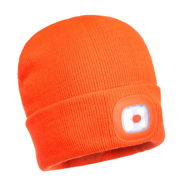 B028ORR Rechargeable Twin LED Beanie, Orange