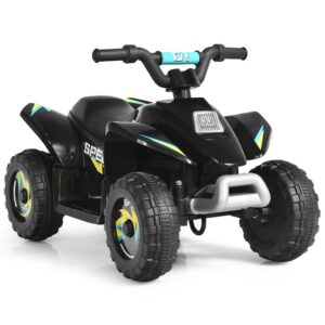 Costway 6-Volt Kids Electric Quad ATV 4 Wheels Ride-On Toy Toddlers Forward and Reverse in Black, Blacks