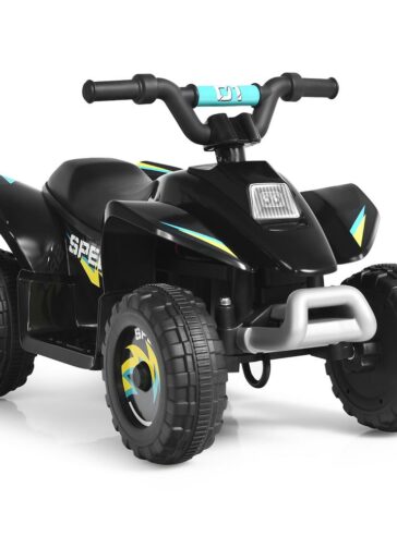 6-Volt Kids Electric Quad ATV 4 Wheels Ride-On Toy Toddlers Forward and Reverse in Black