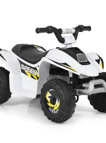 6-Volt Kids Electric Quad ATV 4 Wheels Ride-On Toy Toddlers Forward and Reverse in White