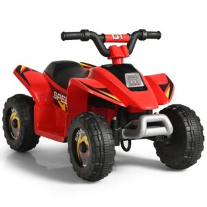 Costway 6-Volt Kids Electric Quad ATV 4 Wheels Ride-On Toy for Toddlers Forward and Reverse in Red