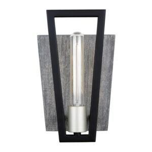 Varaluz 260W01 Zag 11" Wall Sconce with Reclaimed Wood and Recycled Glass Black / Grey Indoor Lighting Wall Sconces