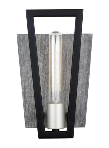 Varaluz 260W01 Zag 11" Wall Sconce with Reclaimed Wood and Recycled Glass Black / Grey Indoor Lighting Wall Sconces