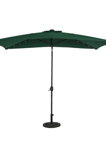 Nassau 10 ft. x 6.5 ft. Rectangle Market Umbrella with LED Bulb Lights in Hunter Green - Breez-Tex