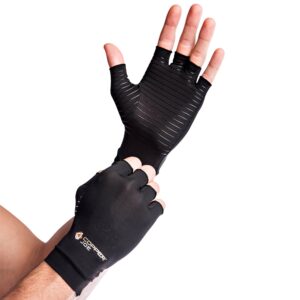 Copper Joe Half Finger Compression Arthritis Gloves, Size Medium
