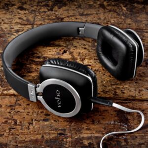 Veho Z-8 Designer Aluminium Headphones w/ Detachable Flex Cord System and Folding Design in Black