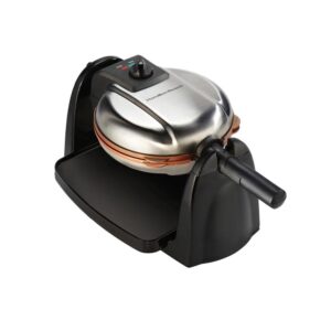 Hamilton Beach Durathon 800 W Single Waffle Stainless Steel Belgian Waffle Maker, Stainless Steel and Black