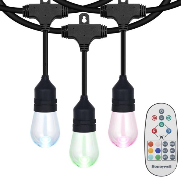 Honeywell 24 ft. Outdoor/Indoor Plug-In String Light Color Changing Set with Remote Control