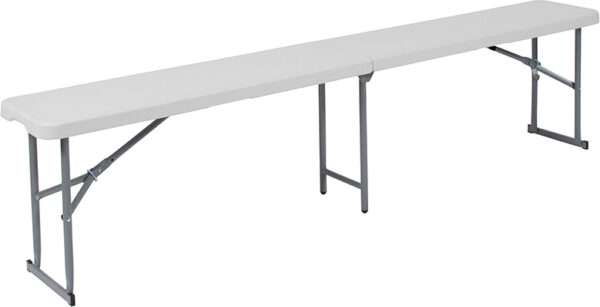 RB-1172FH-GG Bi-Fold Granite White Plastic Bench with Carrying Handle, 10.25 x 71 in.