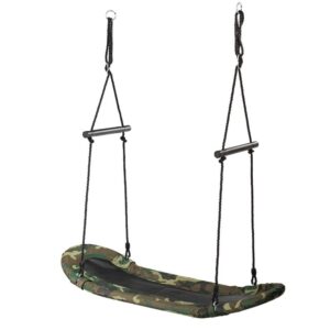 Costway Camouflage Green Tree Swing Adjustable Oval Platform Set with Chain