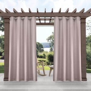 EXCLUSIVE HOME Biscayne Blush Solid Light Filtering Grommet Top Indoor/Outdoor Curtain, 54 in. W x 120 in. L (Set of 2)