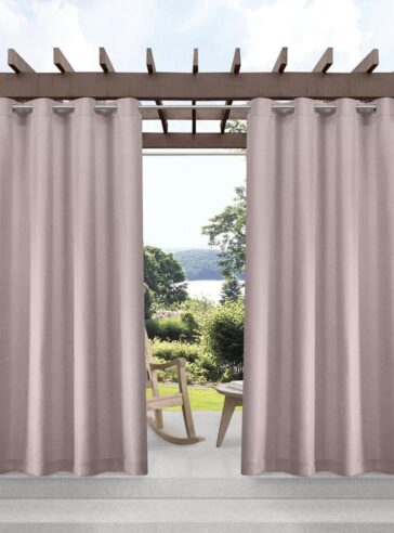 Biscayne Blush Solid Light Filtering Grommet Top Indoor/Outdoor Curtain, 54 in. W x 120 in. L (Set of 2)