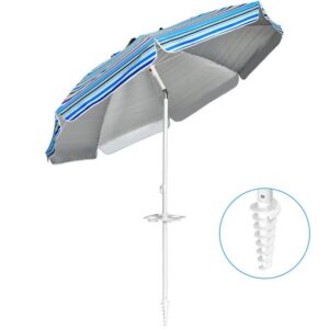 Gymax 7.2 ft. Beach Umbrella Outdoor Patio Garden with Carrying Bag Sand Anchor Blue