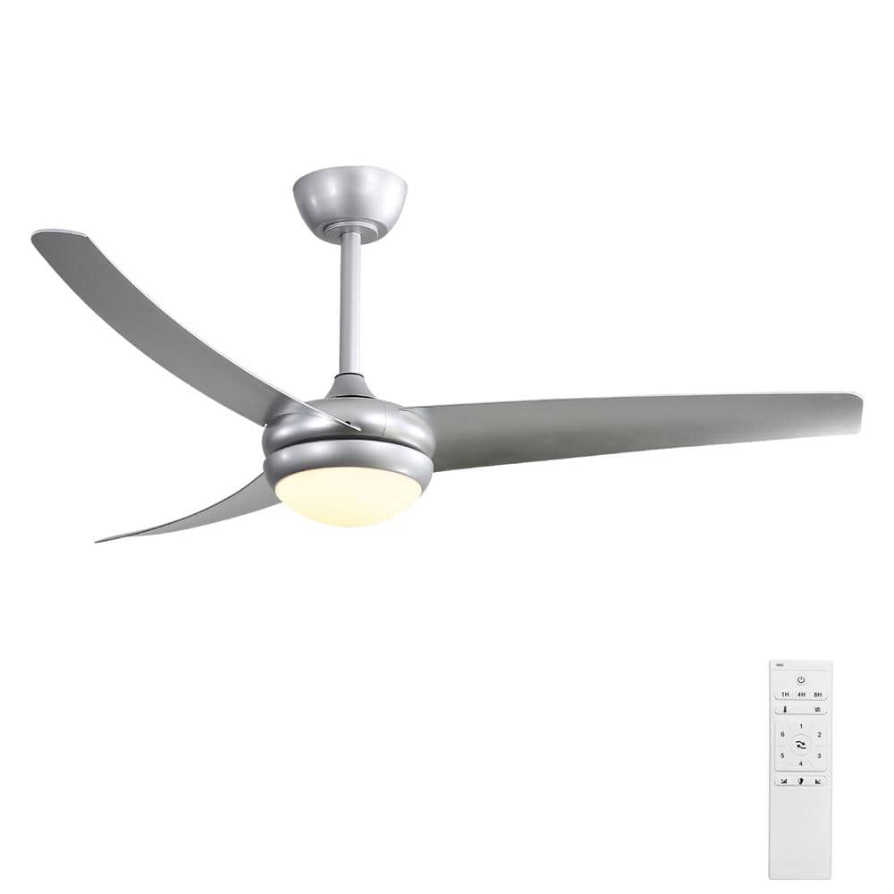 Sofucor 52 in. Ceiling Fan Indoor with Light, 6-Speed, 3-Timer with Quiet Energy Saving with Remote, Bright Silver