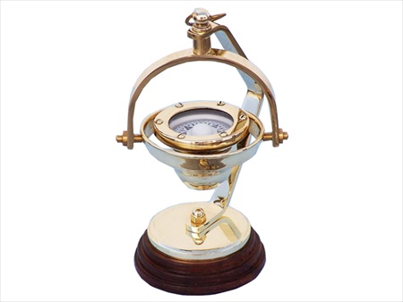 CO-0555 Solid Brass Hanging Compass 8 in. Compasses Decorative Accent