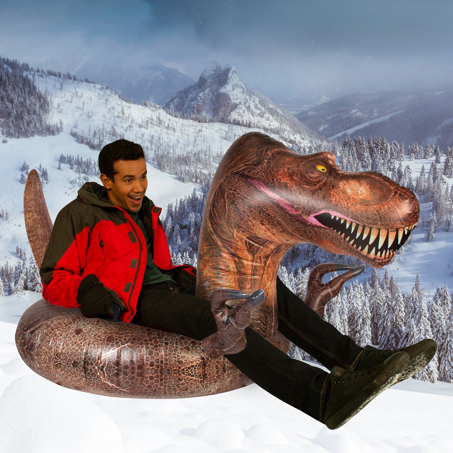Inflatable T-Rex Snow Tube - 42", Size 42 x 42 x 10"