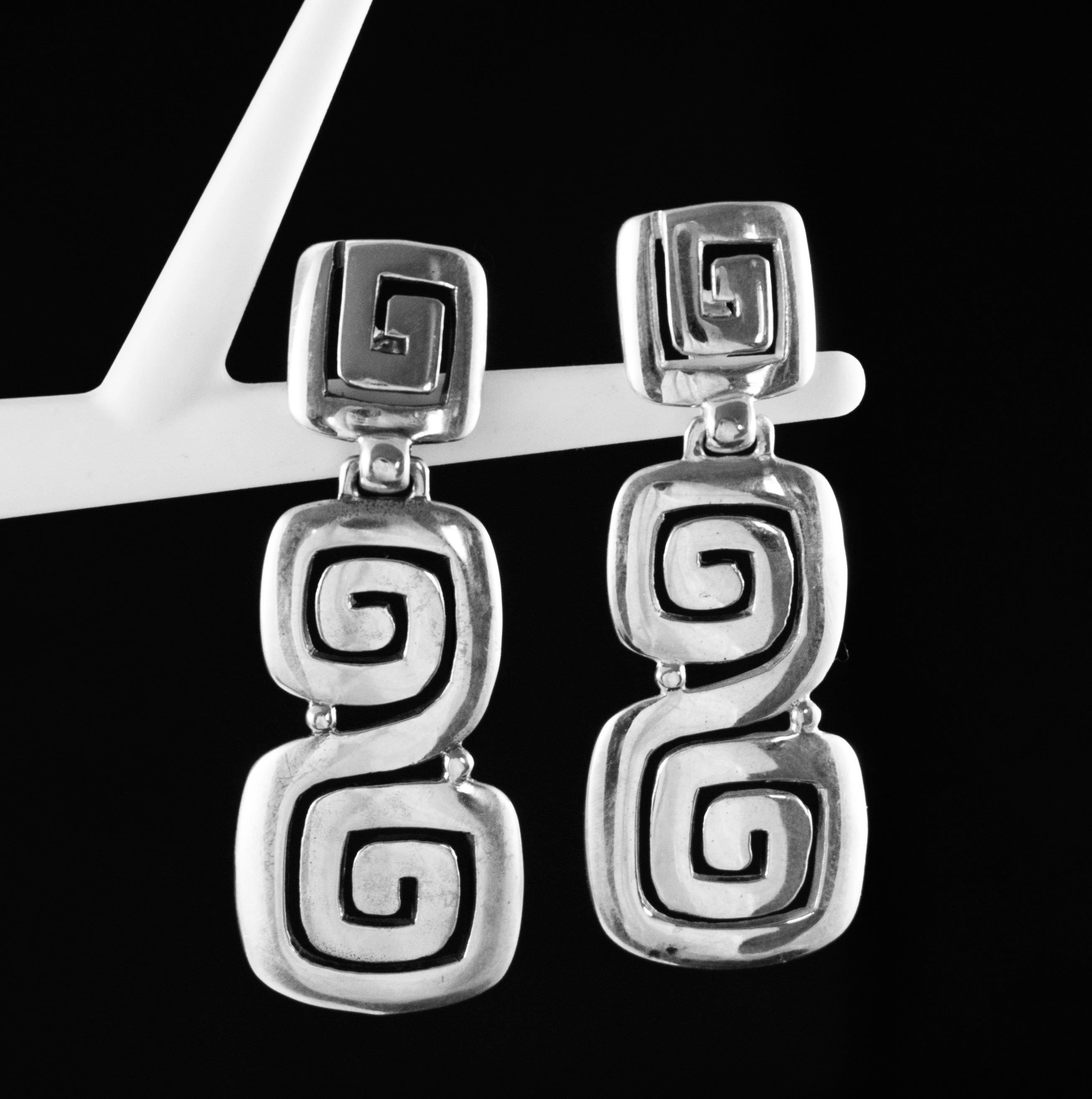 Meander Greek Key Handcrafted Silver Earrings-Meandros-Symbol Of Infinity & Unity-Ancient Motif-Crete