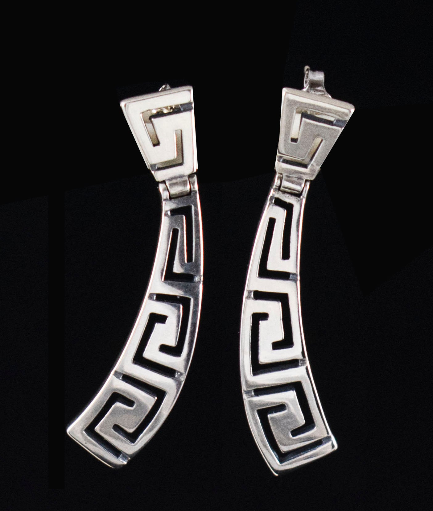 Meandros Greek Key Handcrafted Silver Earrings-Meander-Symbol Of Infinity & Unity-Ancient Motif-Crete