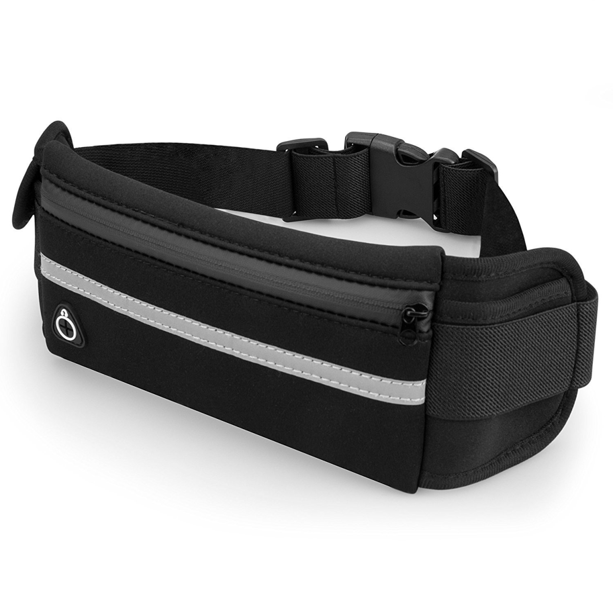JG-RUNBELT2-BLACK Sports Running Belt & Travel Fanny Pack for Jogging, Cycling & Outdoors with Water Resistant Pockets, Black