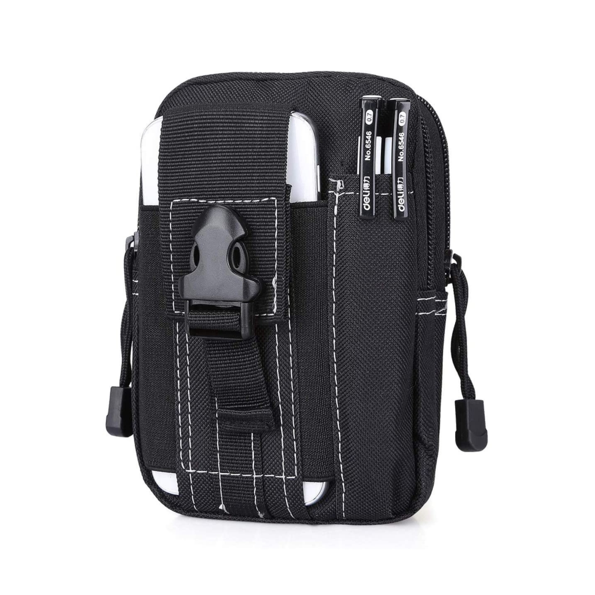 JG-SLNGBAG2-BLKWHT Tactical MOLLE Military Pouch Waist Bag for Hiking, Running & Outdoor Activities, Black & White