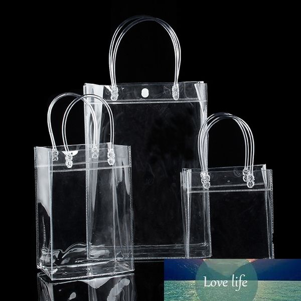transparent pvc tote with snap button candy plastic bag gift bags with handle christmas thanksgiving huge capacity gift box