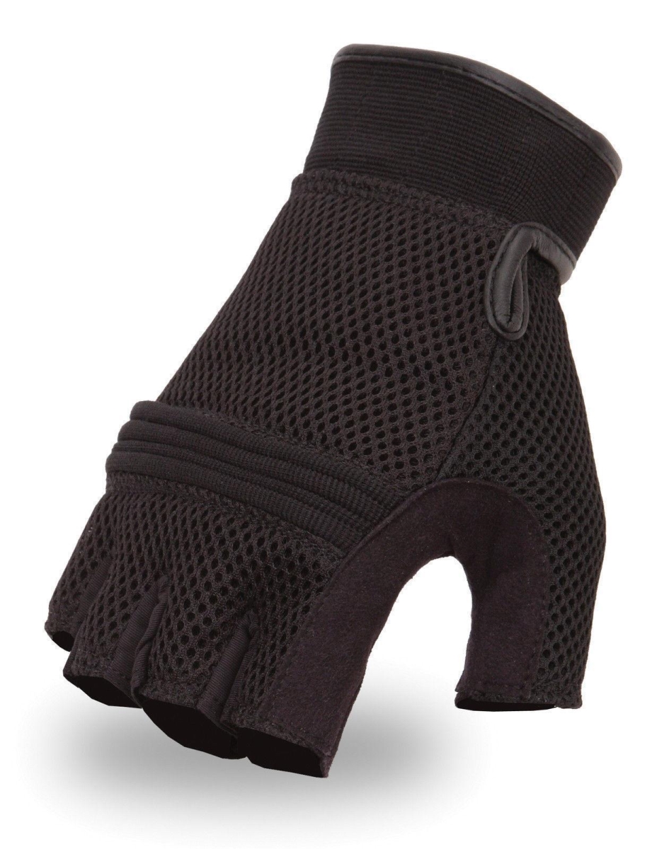 FI167GEL-L-BLK Textile Fingerless Gloves, Black - Large