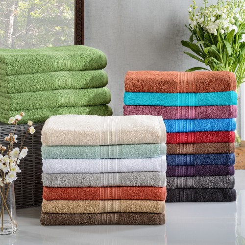 EF-BATH WH Eco-Friendly 100 Percent Ringspun Cotton Bath Towel Set - White, 4 Pieces