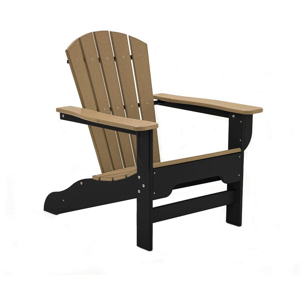 Boca Raton Black with Weathered Wood Recycled Plastic Adirondack Chair