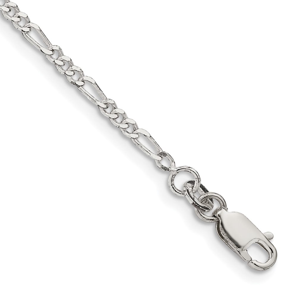 Sterling Silver 2.25 mm Figaro Chain 6 in. Bracelet