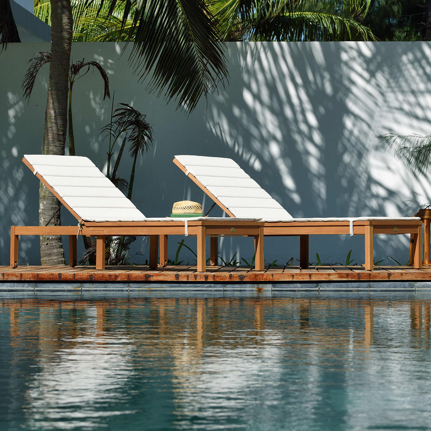 Amazonia Sandy Chaise Lounger with Teak Finish, Set of 2:- Set of 2