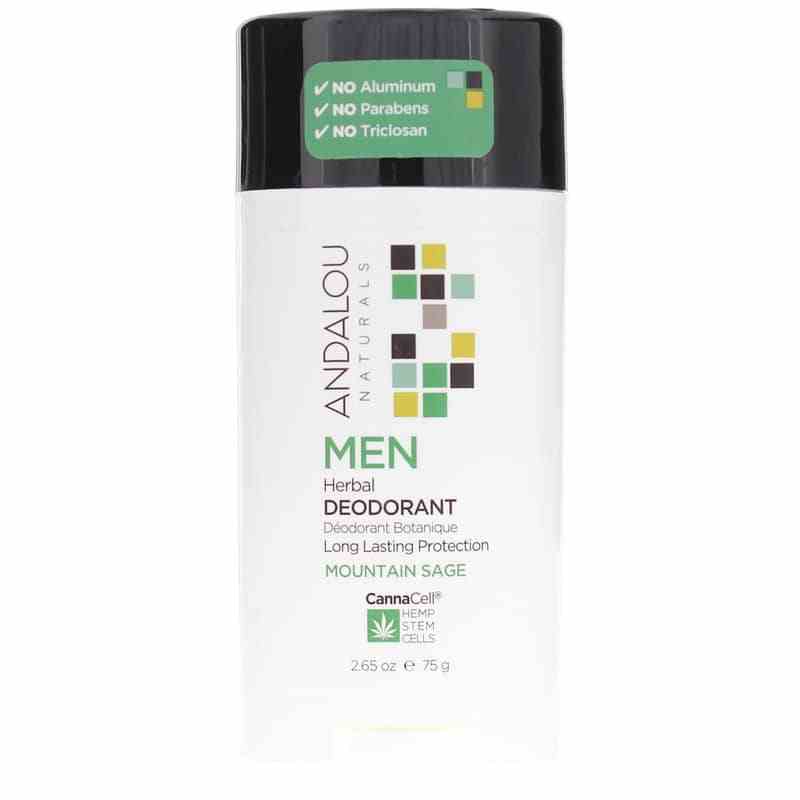 Andalou Naturals CannaCell Men Herbal Deodorant Mountain Sage 2.65 Oz