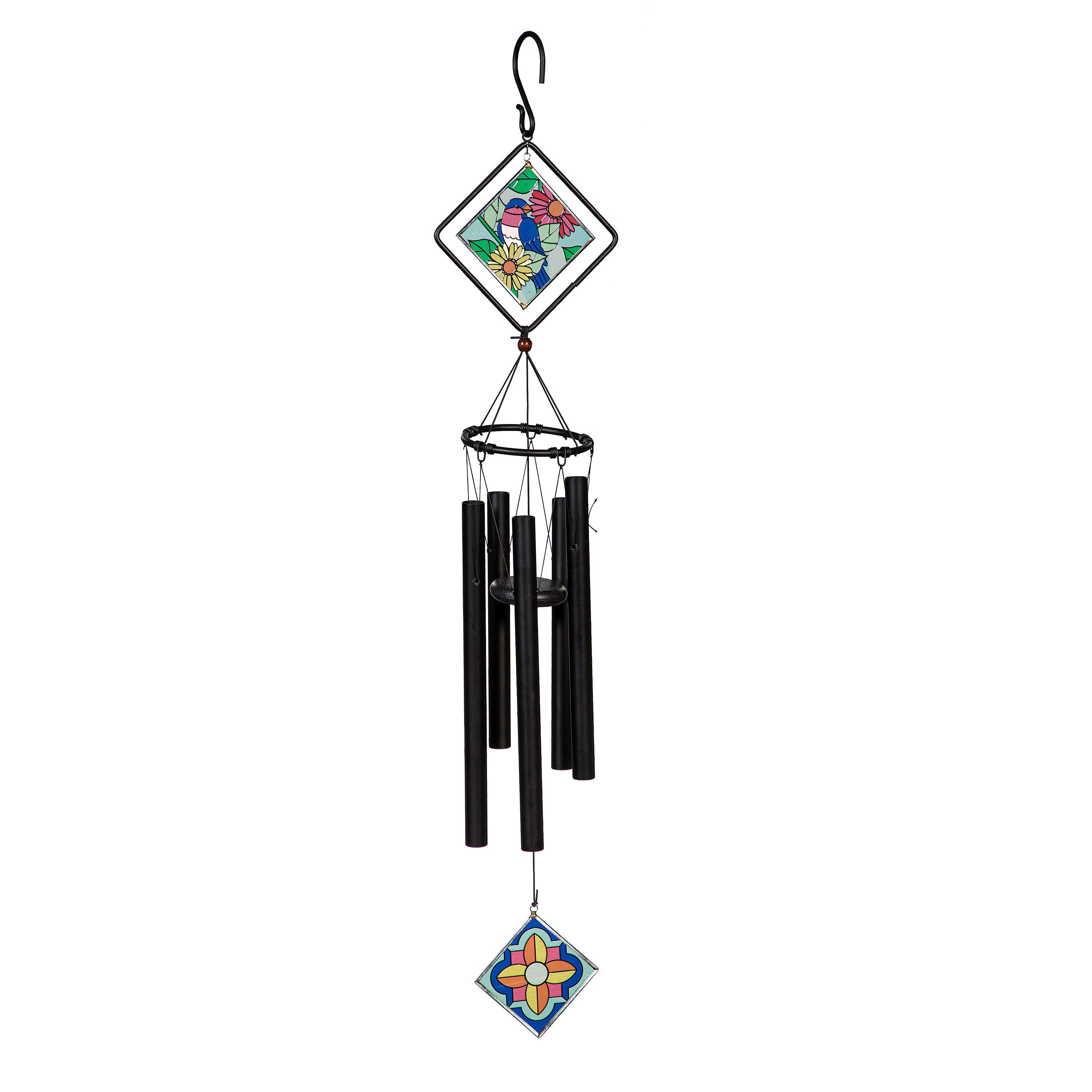 Avria Stained Glass Chime, Blue Bird, 36"
