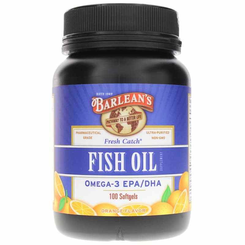 Barleans Organic Oils Fresh Catch Fish Oil Omega-3 Epa/Dha in Natural Orange Flavor 100 Softgels