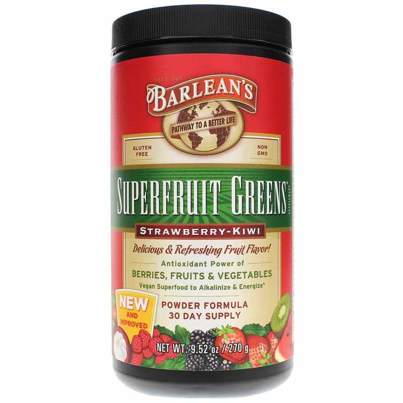 Barleans Organic Oils Superfruit Greens in Natural Strawberry-Kiwi Flavor 9.52 Oz