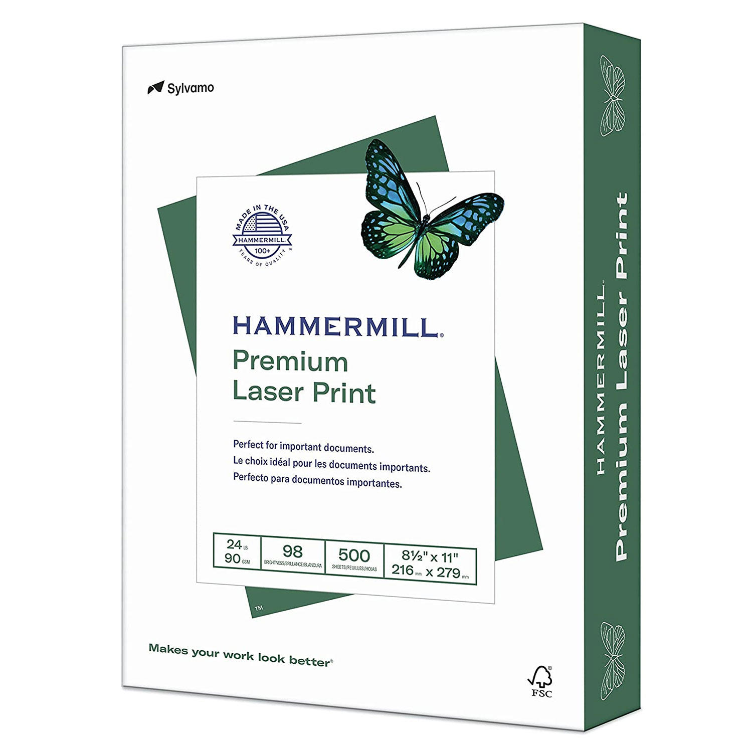 Hammermill - Laser Print Paper, 24lb, 98 Bright, 8-1/2 x 11' - Ream