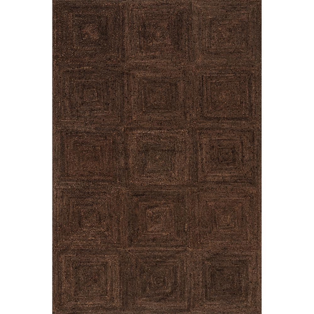 Juniper Tiled Jute Dark Brown 3 ft. x 5 ft. Indoor/Outdoor Patio Rug