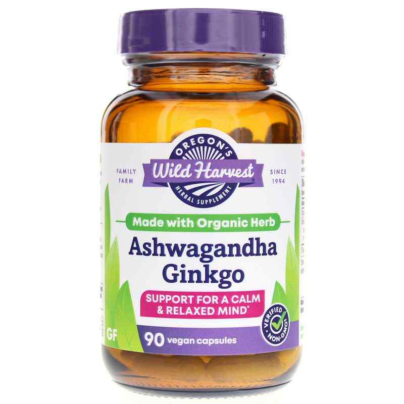 Oregons Wild Harvest Ashwagandha Ginkgo 90 Gel Capsules