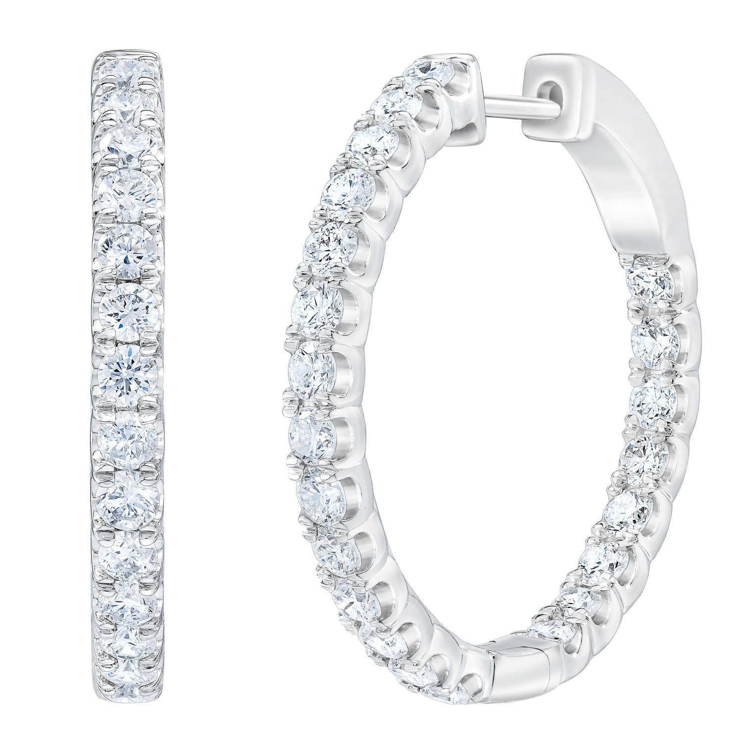 1.95 ct. t. w. Diamond Hoop Earrings in 14K White Gold