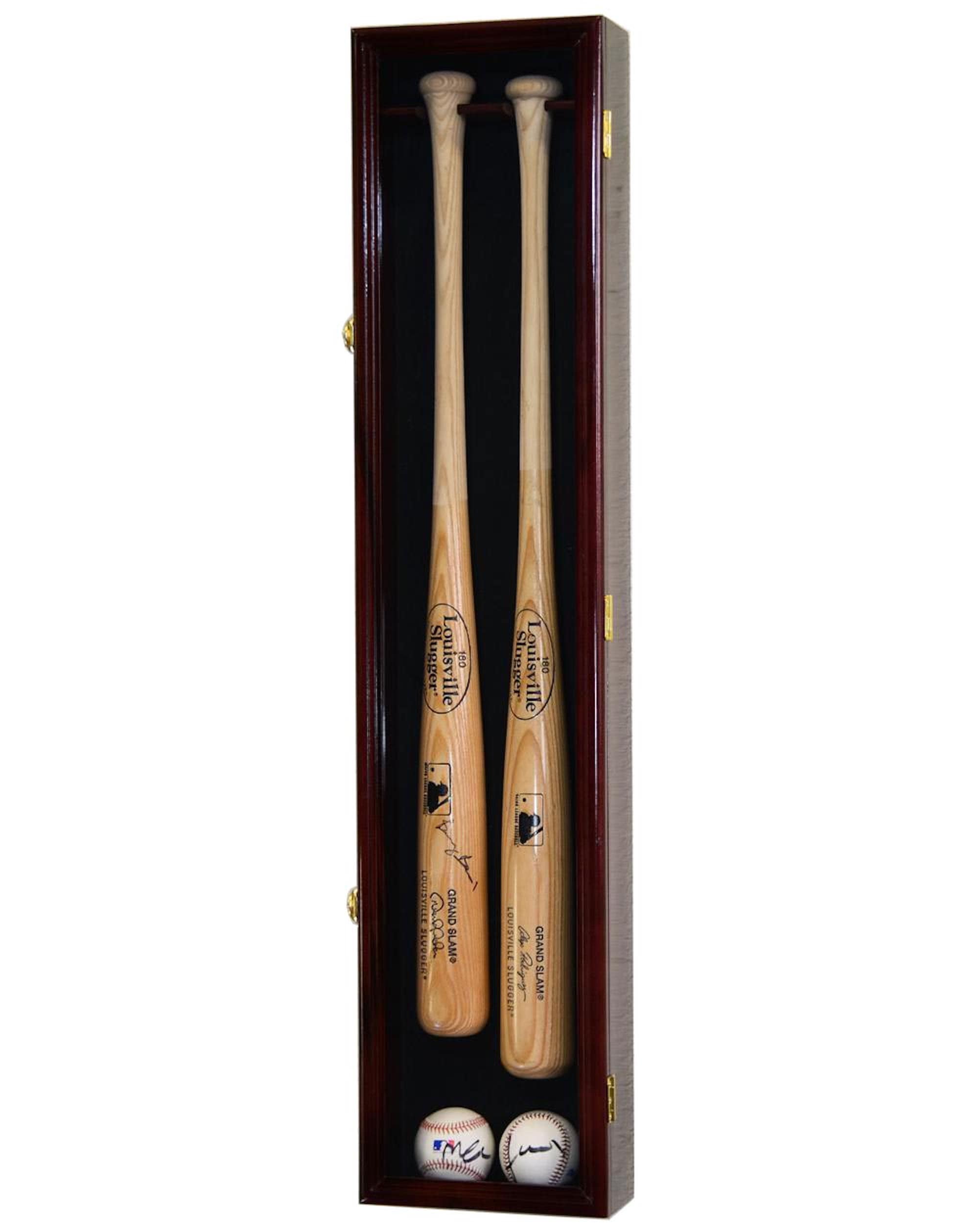 2 Baseball Bat Display Case Cabinet Holder Wall Rack W/98% Uv Protection - Lockable