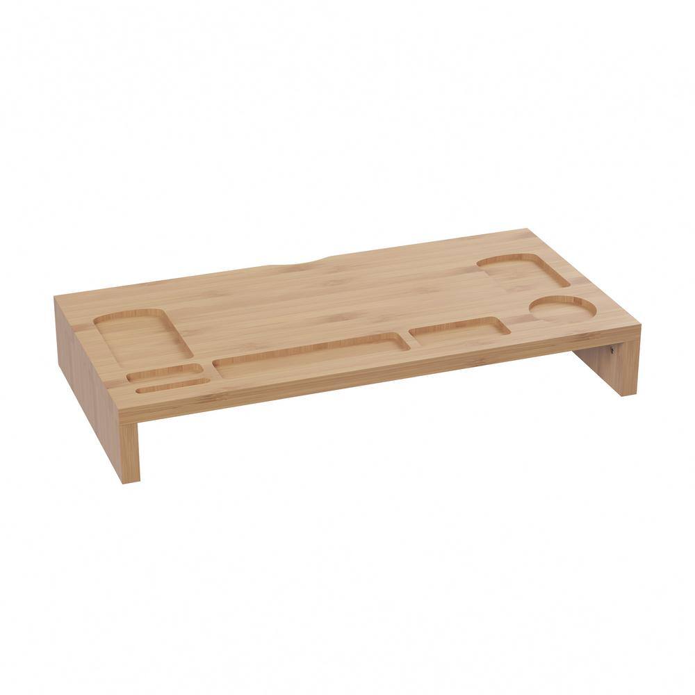 23.8 in. x 12 in. x 3.5 in. Bamboo Monitor Stand and Desktop Organizer