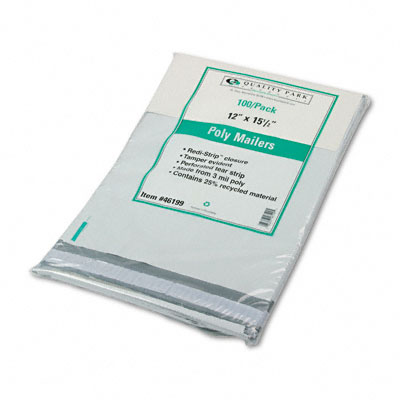 46199 Redi-Strip Recycled Poly Mailer Side Seam 12 x 15 1/2 White 100 Pack