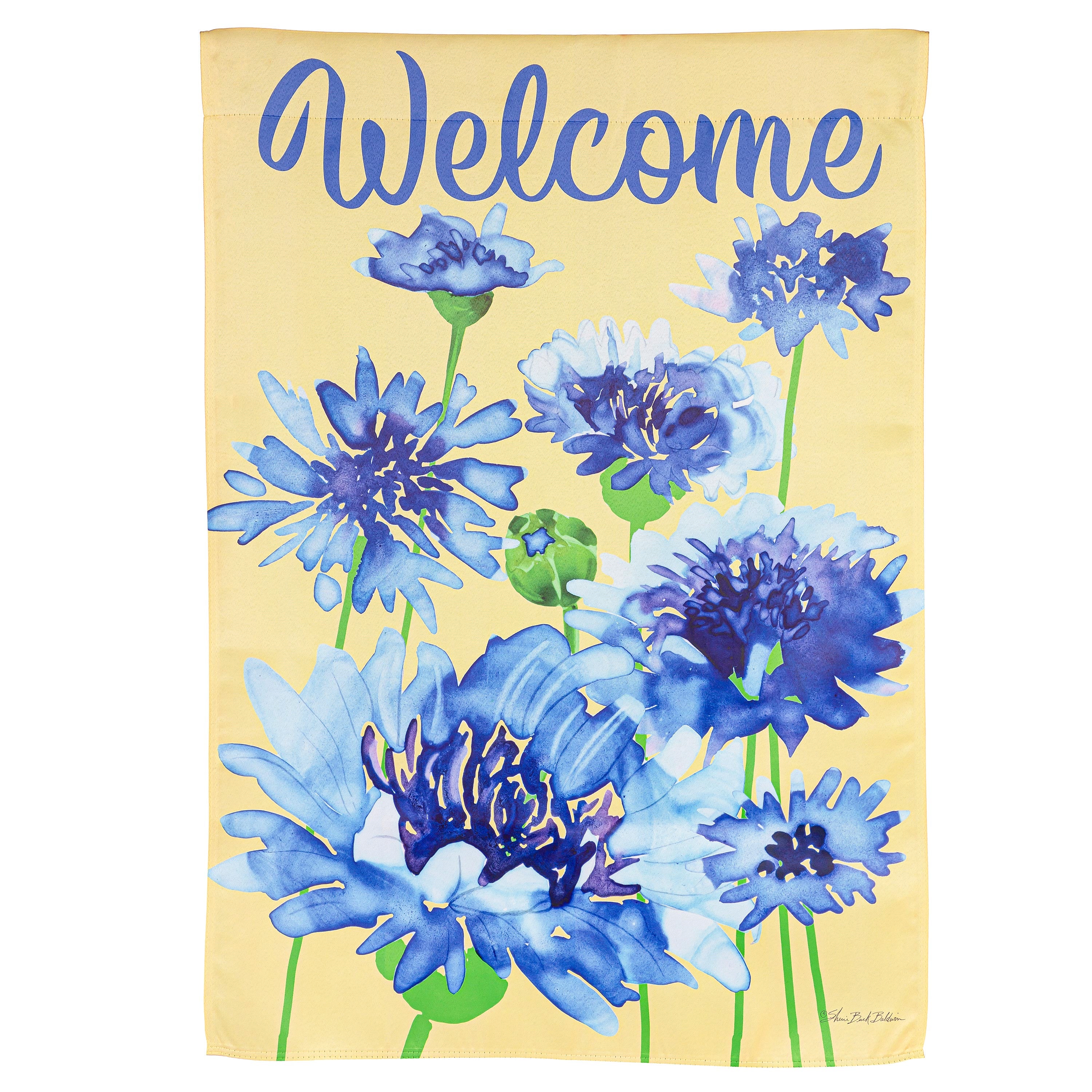 Bachelor Button Suede House Flag