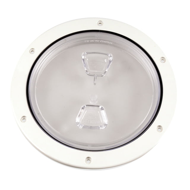 Beckson Marine 6" Clear Center Screw Out Deck Plate - White