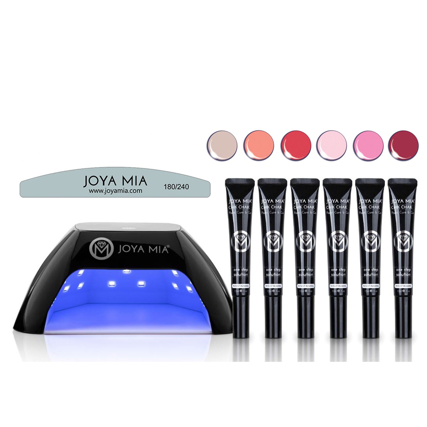 Bibas Joya Mia Chik Chak One-Step Gel Nail Polish Pro 8-Piece Kit w/ LED Lamp and 6 Colors