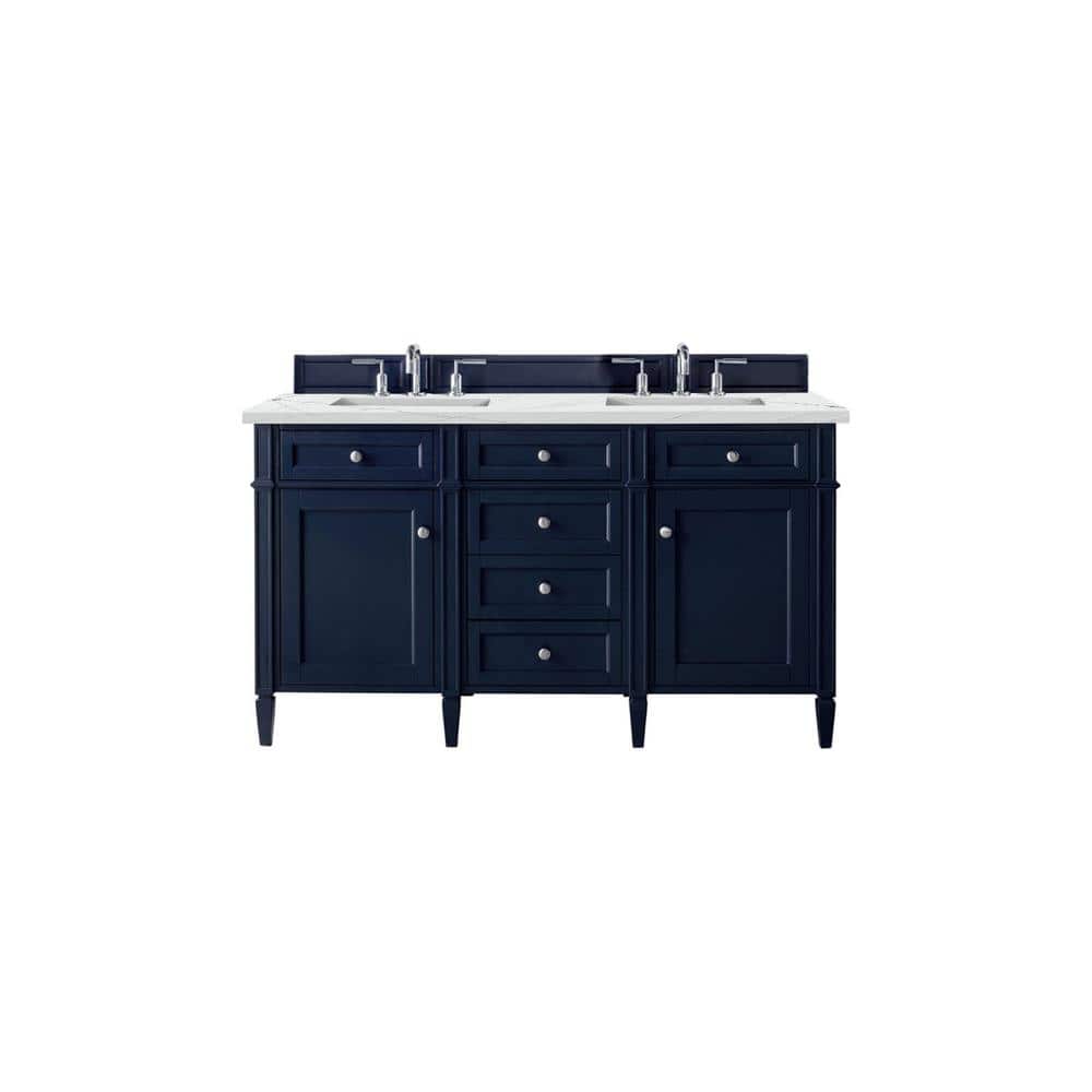Brittany 60.0 in. W x 23.5 in. D x 34 in. H Bathroom Vanity in Victory Blue with Ethereal Noctis Quartz Top